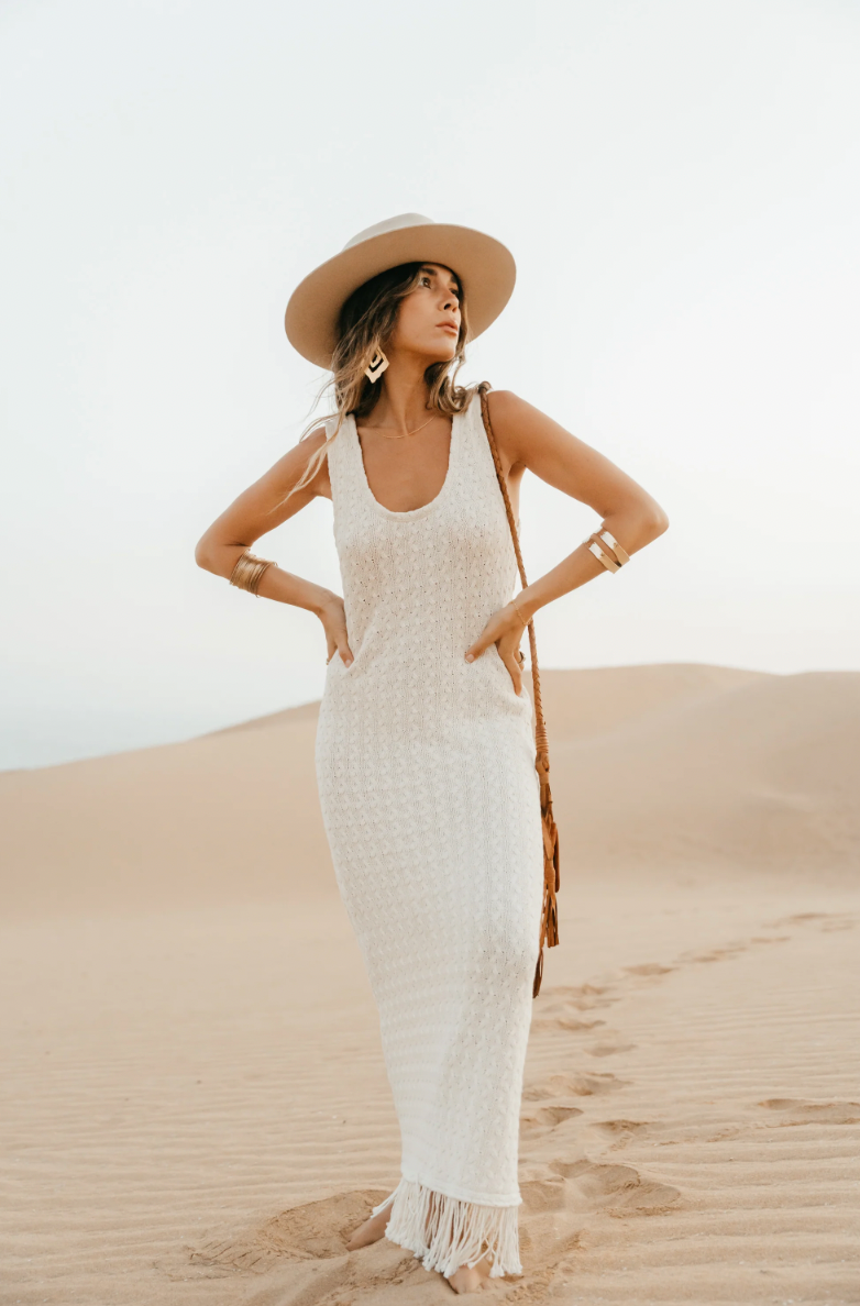 Amal Beige Textured Dress